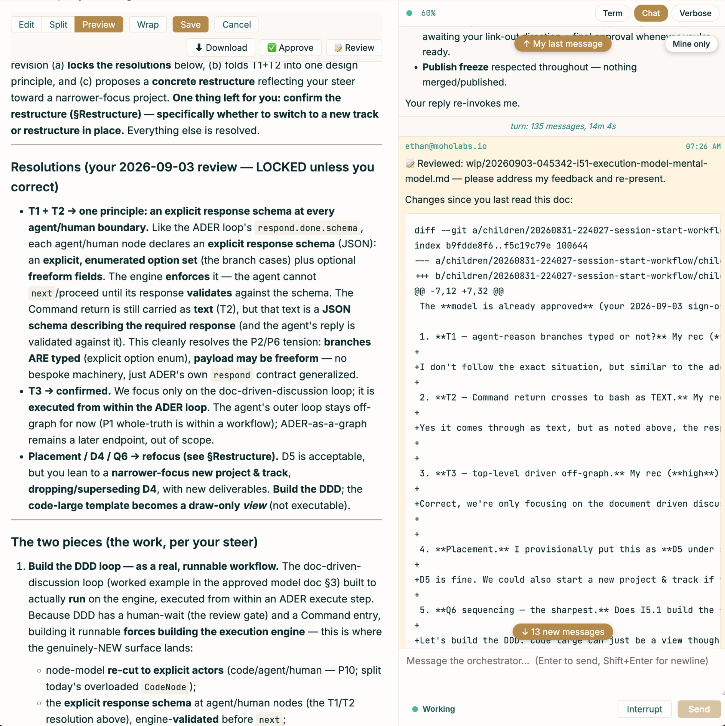 A document-driven discussion: proposal, review, and agreed decision